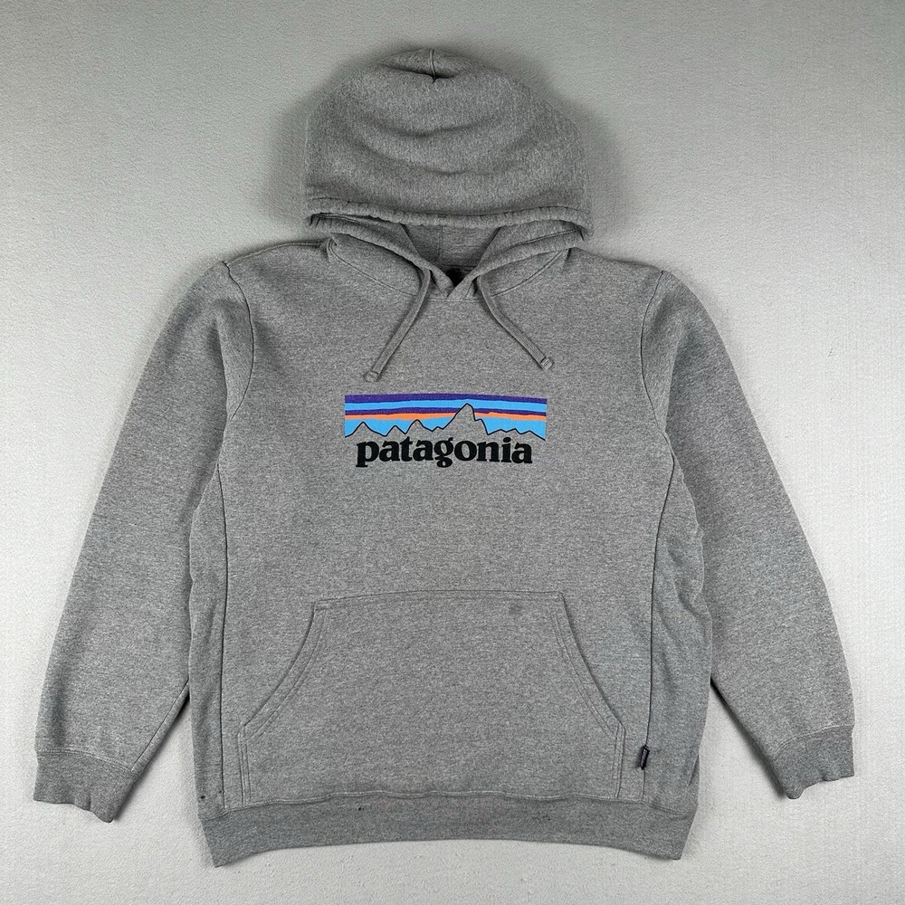 Patagonia Uprisal Hoodie Men's XL Gray P-6 Spellout Logo Pullover Hoody
